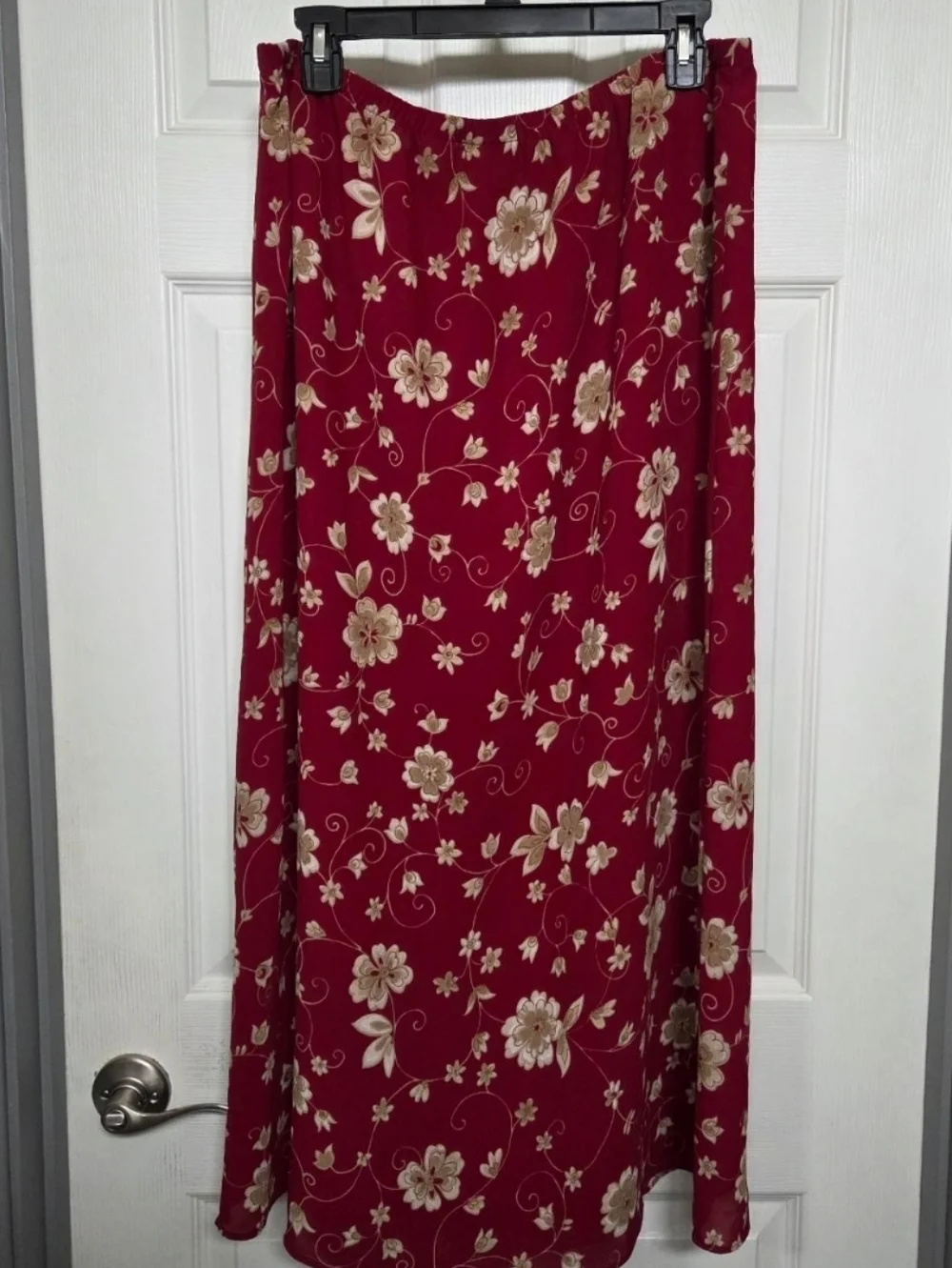 Wine & Tan Floral Maxi Skirt 90s Fairy Cottagecore Western Boho Whimsigoth Large